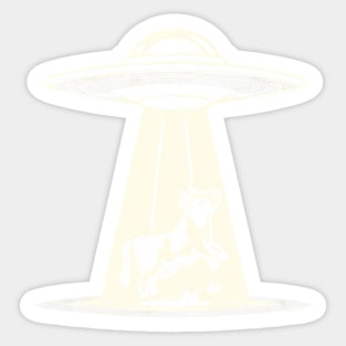 Alien Cow Abduction Retro Design - Perfect for UFO and Sci-Fi Lovers Sticker